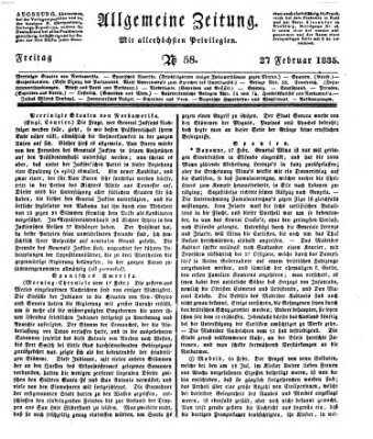 Allgemeine Zeitung Freitag 27. Februar 1835