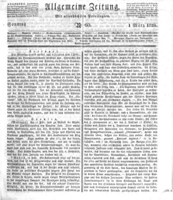 Allgemeine Zeitung Sonntag 1. März 1835