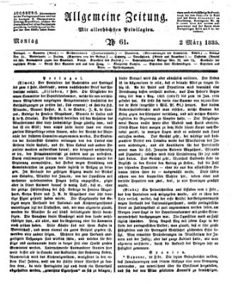 Allgemeine Zeitung Montag 2. März 1835