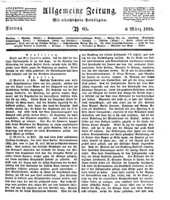 Allgemeine Zeitung Freitag 6. März 1835