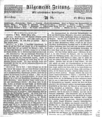 Allgemeine Zeitung Dienstag 17. März 1835