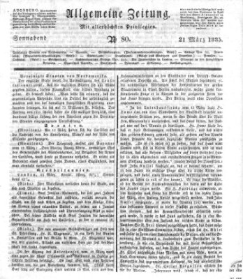 Allgemeine Zeitung Samstag 21. März 1835