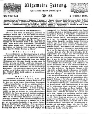 Allgemeine Zeitung Donnerstag 2. Juli 1835