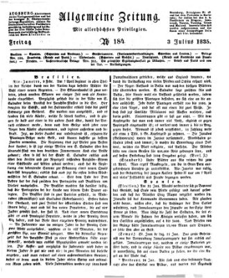 Allgemeine Zeitung Freitag 3. Juli 1835