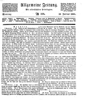 Allgemeine Zeitung Montag 13. Juli 1835