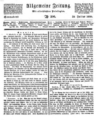 Allgemeine Zeitung Samstag 25. Juli 1835