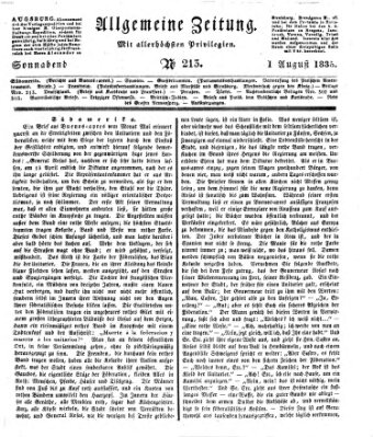 Allgemeine Zeitung Samstag 1. August 1835