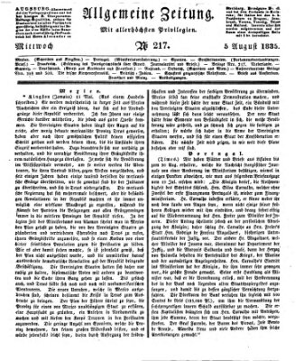 Allgemeine Zeitung Mittwoch 5. August 1835