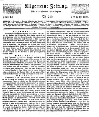 Allgemeine Zeitung Freitag 7. August 1835