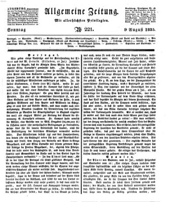 Allgemeine Zeitung Sonntag 9. August 1835