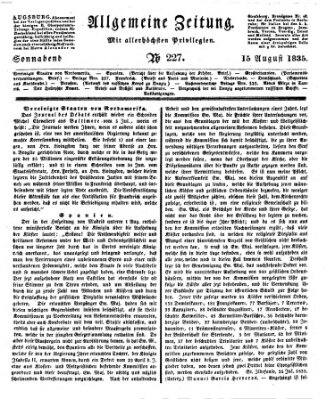 Allgemeine Zeitung Samstag 15. August 1835