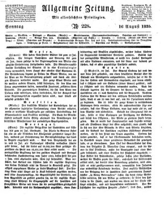 Allgemeine Zeitung Sonntag 16. August 1835