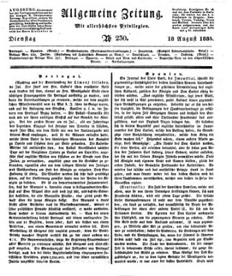 Allgemeine Zeitung Dienstag 18. August 1835