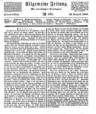 Allgemeine Zeitung Donnerstag 20. August 1835