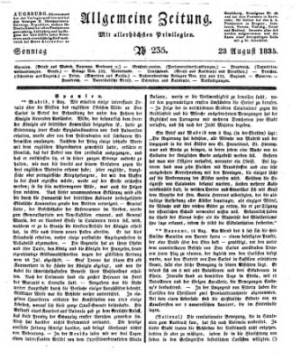 Allgemeine Zeitung Sonntag 23. August 1835