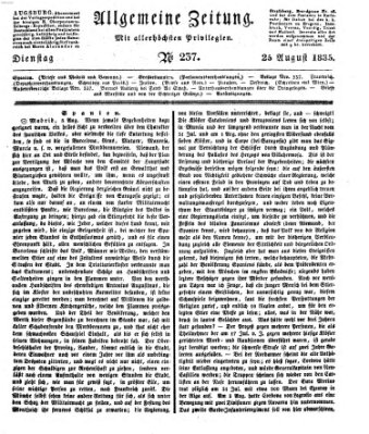 Allgemeine Zeitung Dienstag 25. August 1835