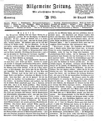 Allgemeine Zeitung Sonntag 30. August 1835