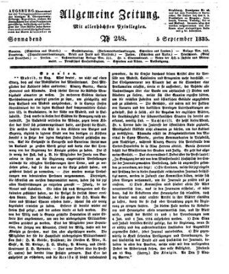 Allgemeine Zeitung Samstag 5. September 1835