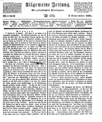 Allgemeine Zeitung Mittwoch 9. September 1835