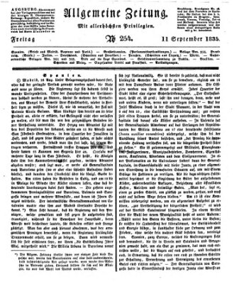 Allgemeine Zeitung Freitag 11. September 1835