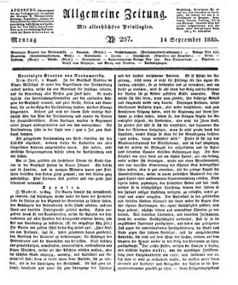 Allgemeine Zeitung Montag 14. September 1835