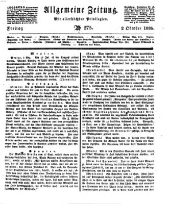 Allgemeine Zeitung Freitag 2. Oktober 1835