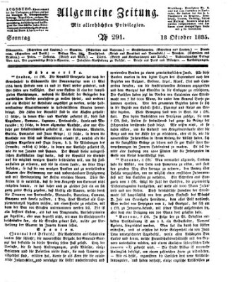 Allgemeine Zeitung Sonntag 18. Oktober 1835