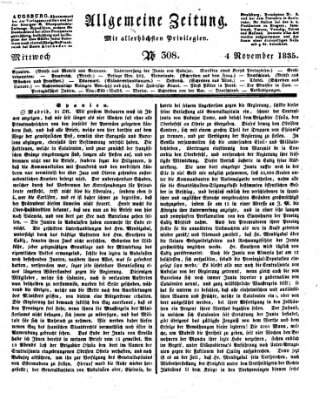 Allgemeine Zeitung Mittwoch 4. November 1835