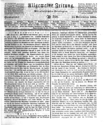 Allgemeine Zeitung Samstag 14. November 1835