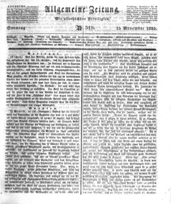 Allgemeine Zeitung Sonntag 15. November 1835