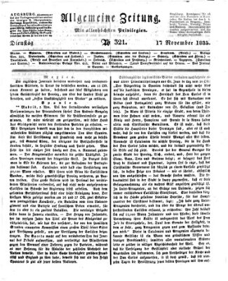 Allgemeine Zeitung Dienstag 17. November 1835