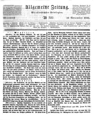 Allgemeine Zeitung Mittwoch 18. November 1835