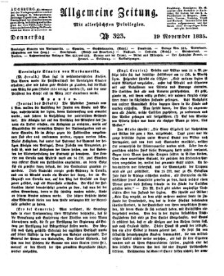 Allgemeine Zeitung Donnerstag 19. November 1835