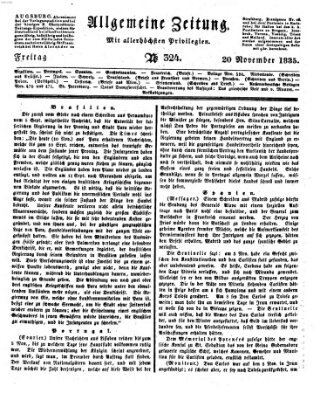 Allgemeine Zeitung Freitag 20. November 1835