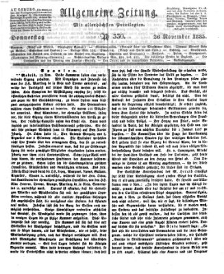 Allgemeine Zeitung Donnerstag 26. November 1835