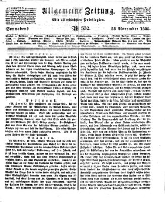 Allgemeine Zeitung Samstag 28. November 1835