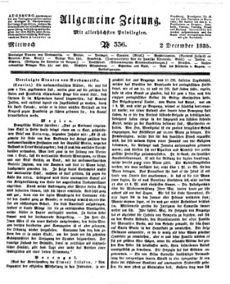 Allgemeine Zeitung Mittwoch 2. Dezember 1835