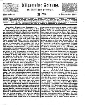 Allgemeine Zeitung Samstag 5. Dezember 1835