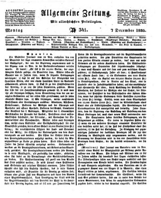 Allgemeine Zeitung Montag 7. Dezember 1835