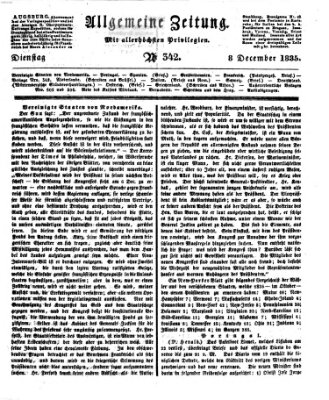 Allgemeine Zeitung Dienstag 8. Dezember 1835