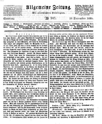 Allgemeine Zeitung Sonntag 13. Dezember 1835