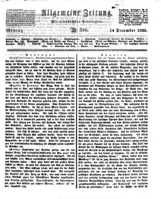 Allgemeine Zeitung Montag 14. Dezember 1835