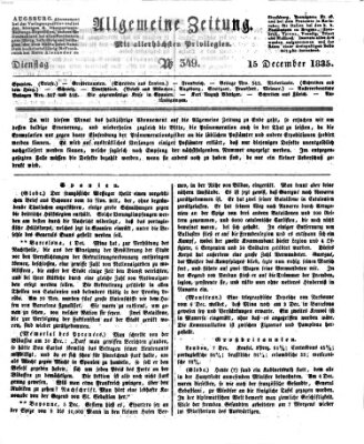 Allgemeine Zeitung Dienstag 15. Dezember 1835