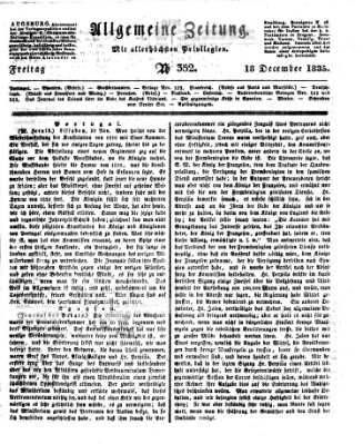 Allgemeine Zeitung Freitag 18. Dezember 1835