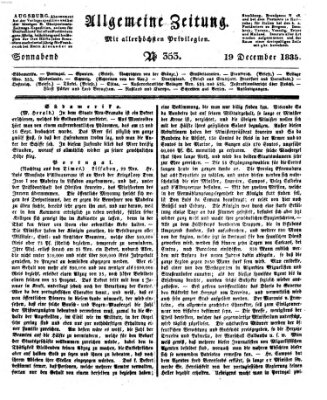 Allgemeine Zeitung Samstag 19. Dezember 1835