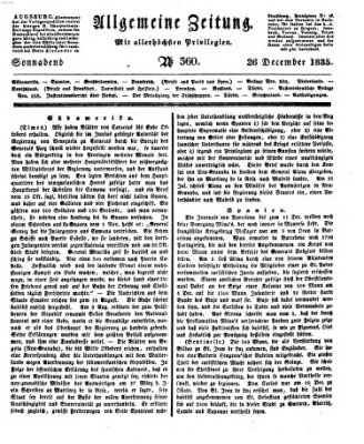 Allgemeine Zeitung Samstag 26. Dezember 1835