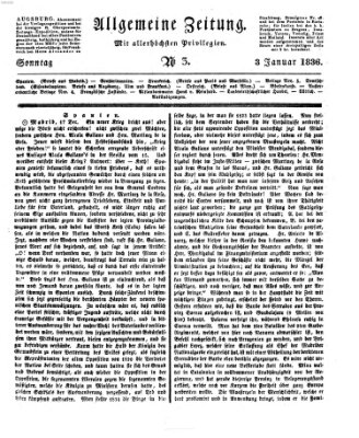 Allgemeine Zeitung Sonntag 3. Januar 1836