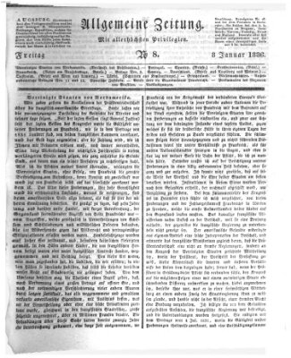 Allgemeine Zeitung Freitag 8. Januar 1836