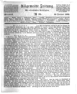 Allgemeine Zeitung Mittwoch 20. Januar 1836