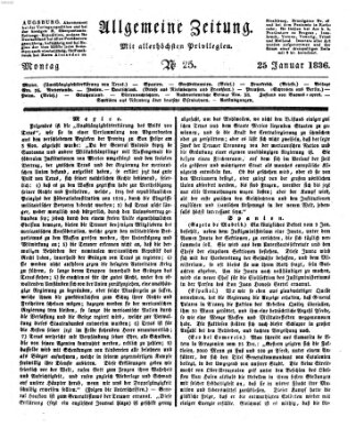 Allgemeine Zeitung Montag 25. Januar 1836